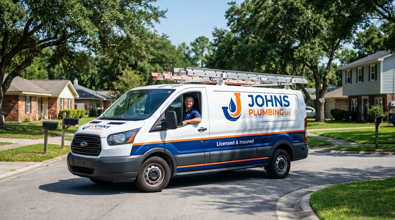 Johns Plumbing LLC service van in Ridgewood, NY