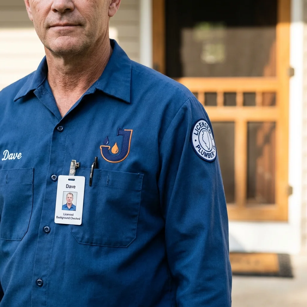 Licensed plumber showing ID badge in Ridgewood, NY