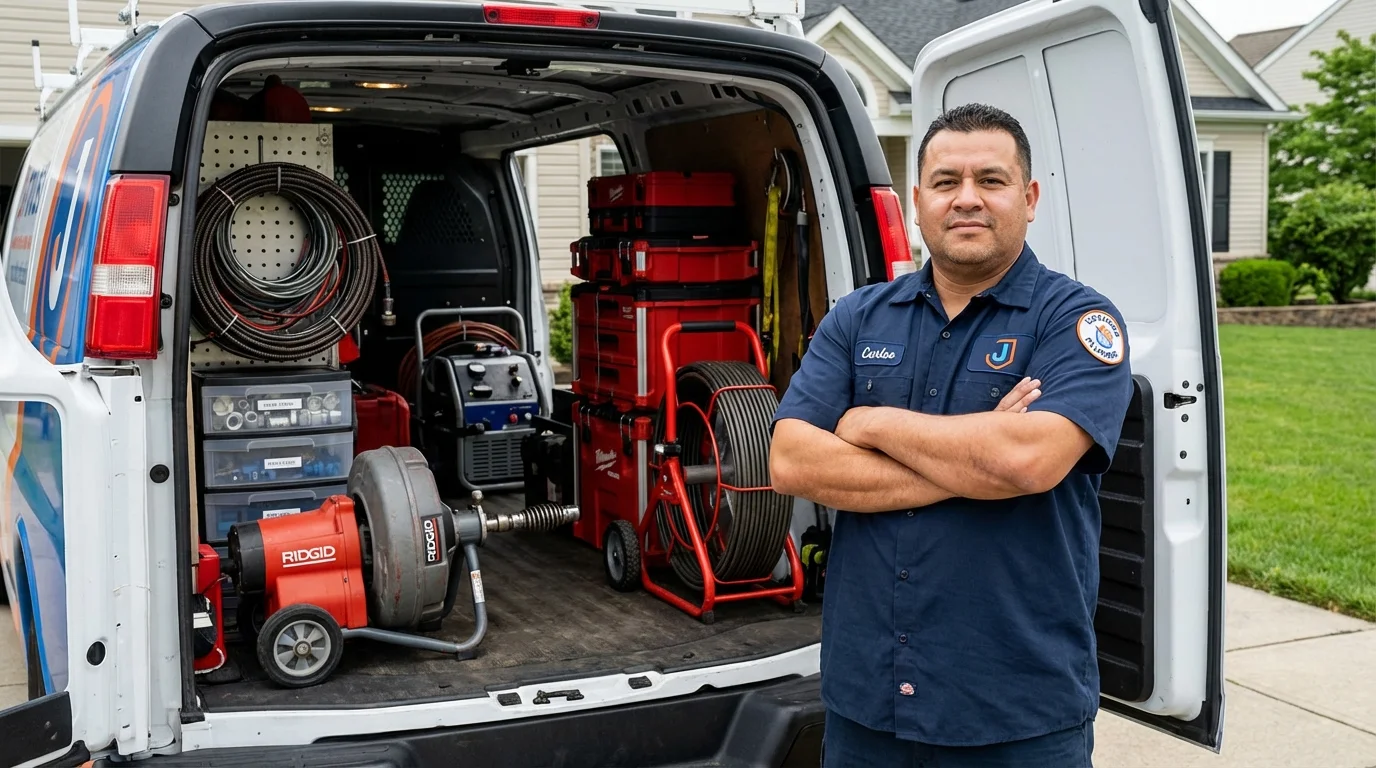Professional drain cleaning equipment and Johns Plumbing LLC plumber in Ridgewood